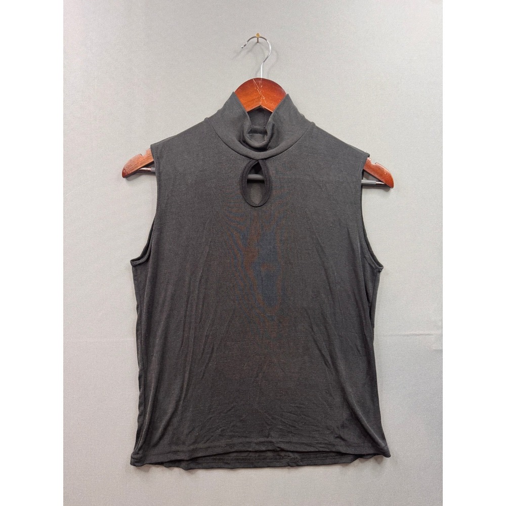 Susan Lawrence Mock Neck Sleeveless Keyhole Cutout Top Charcoal Grey Mens Size S